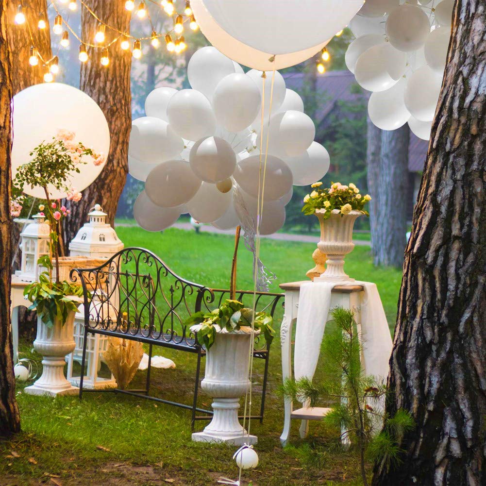 Abbaoww 100 Pcs White Balloons 10 Inch Strong Latex Balloons For Party Decoration, Birthday, Wedding, Anniversary, Christmas And Arch Supplies