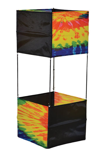 In The Breeze 3071 — Tie Dye Double Box Kite — Easy-Flying, Single-Line Colorful Kite; Kite Line Included