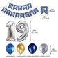 19Th Birthday Party Decoration For Boys, Birthday Banner Blue Number 19 Birthday Balloons Metallic Silver Blue Gold Latex Balloo