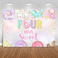 Mocsicka 4th Donut Birthday Backdrop Four Ever Sweet Donut Birthday Party Decoration Background Toddler Girl 4th Birthday Party 