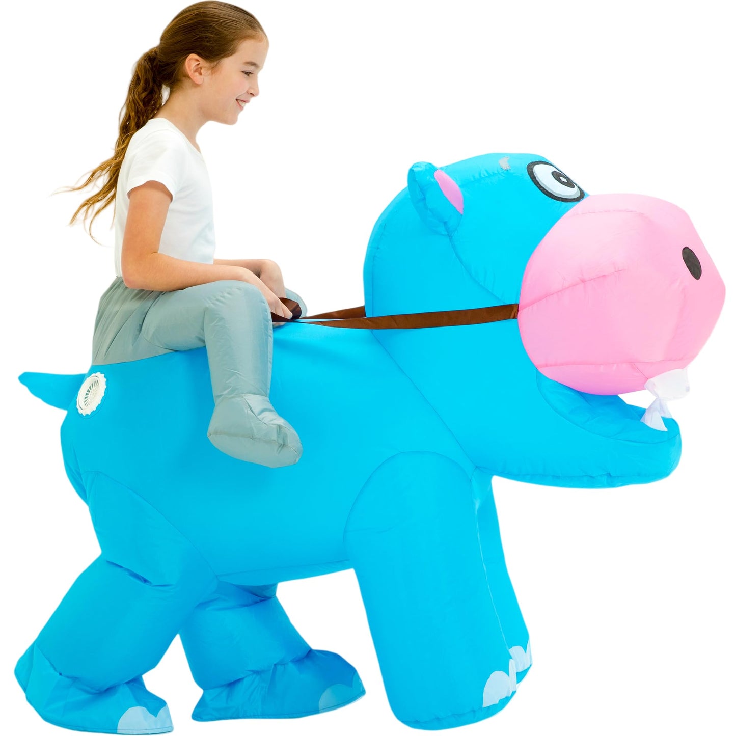 One Casa Blow Up Party Costume,Inflatable Costumes for Kids,Riding Hippo Costume,Halloween Costumes for Girls Boys (7-10YRS)