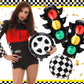 Charnoel 22 Pcs Race Car Balloons Inflatable Traffic Light, Foil Checkered and Tire Balloons, Transportation Decor for Construct