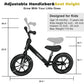 Bobike Toddler Balance Bike Toys For 2 To 5 Year Old Girls Boys Adjustable Seat And Handlebar No-Pedal Training Bike Best Gifts For Kids (Black)