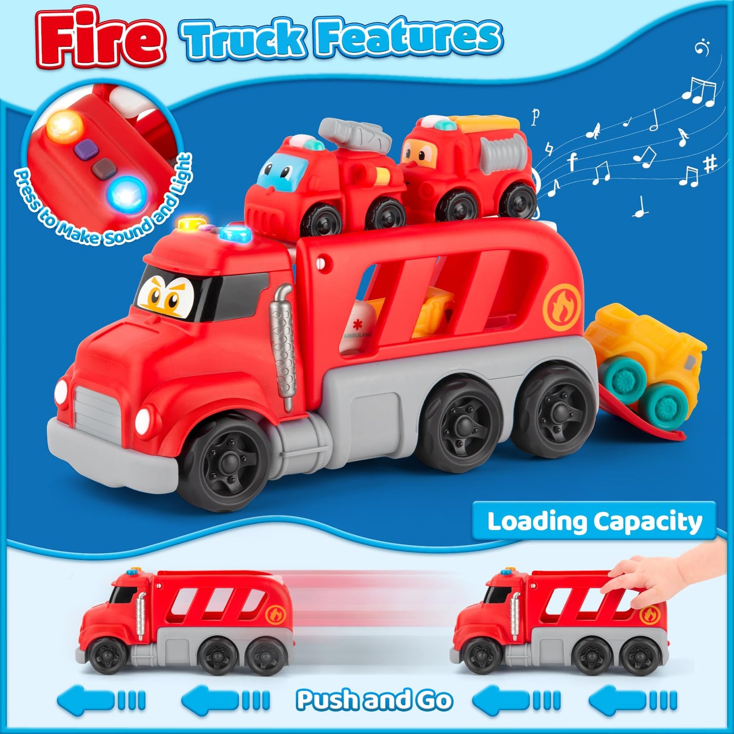 Bessome Soft Rubber Cars Toy For 1 Year Old Boy 13 Pcs Cartoon Cars With Trailor Baby Toys For 12-18 Months|Toddler Toys Age 1-2
