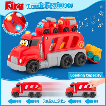 Bessome Soft Rubber Cars Toy For 1 Year Old Boy 13 Pcs Cartoon Cars With Trailor Baby Toys For 12-18 Months|Toddler Toys Age 1-2
