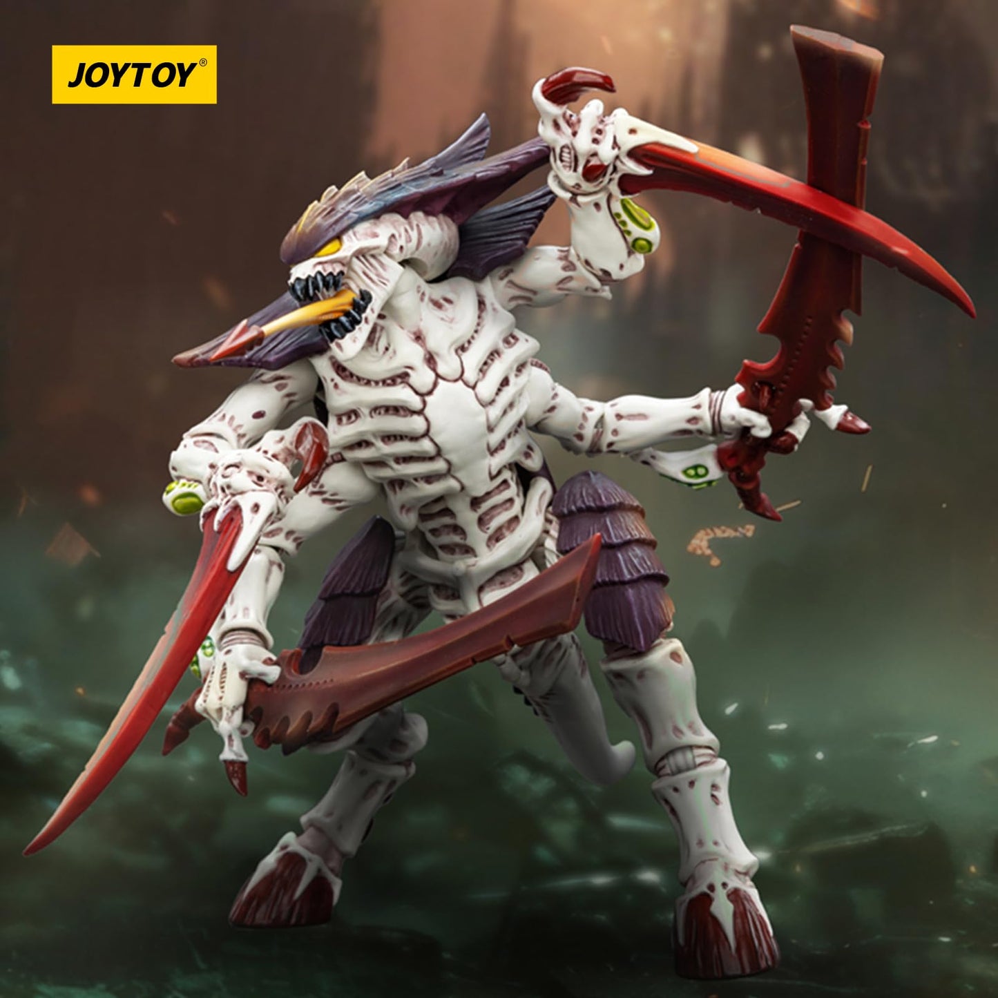 Joytoy Warhammer 40K Tyranids Hive, Tyranids Hive Fleet Leviathan Tyranid Warrior With Boneswords 1/18 Action Figure, Dedicated