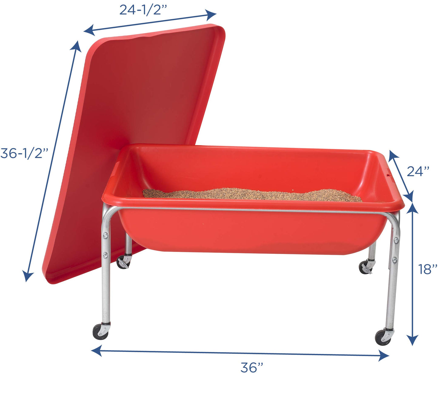 Children'S Factory 18'' Small Sensory Table, Sandbox With Lid, Water Table For Kids, Red