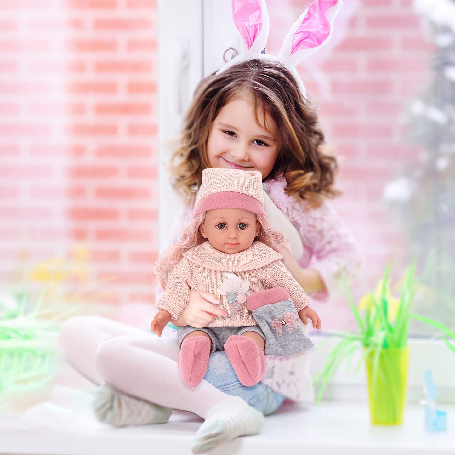 Deao Baby Doll Play Set 14 Inch Baby Doll With 3 Clothes And Accessories Girl Doll Dress Up Sets,Gift For Birthdays And Christma