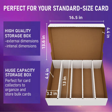 Eboausi Storage Box 5 Row - Monster Box Holds 3950-Count Cards For Organization, Suitable For Sports And Trading Cards (3 Pack-L