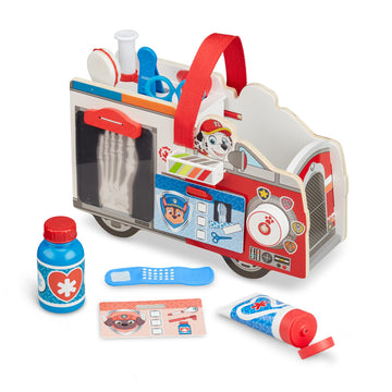Melissa & Doug PAW Patrol Marshall's Wooden Rescue EMT Caddy (14 Pieces) - PAW Patrol Take-Along Pretend Play First Responder Re