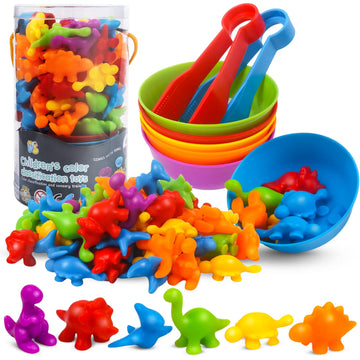 Gkdoms Counting Dinosaurs Toys Matching Game With Sorting Bowls Preschool Learning Activities Montessori Sensory Toys For Math Color Sorting, Party Favors Birthday Valentine'S Gifts For Kids Toddlers