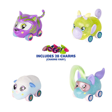 Ritzy Rollerz Toy Cars For Girls With Surprise Charms, 4Ever Friends, Four Cute Cars With Unique Fashion Finishes, 4 Pack