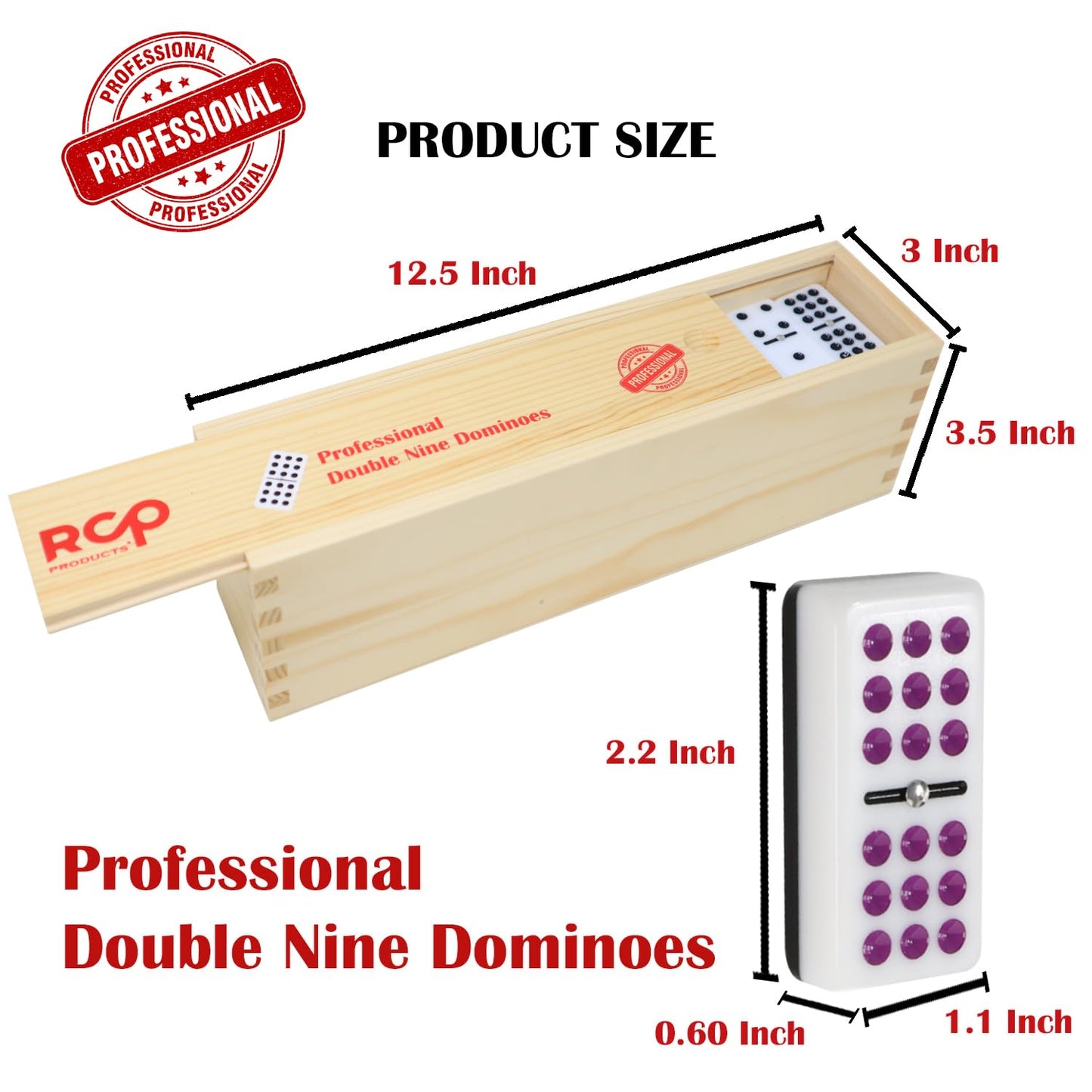 Dominos Set for mature-themeds - Professional Double 9 Dominoes Set of 55 Tiles  Metal Spinner  Classic and Travel Board Game with Wood Case Juegos de Mesa (Black)