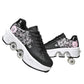 Double-Row Deform Wheel Automatic Walking Shoes Invisible Deformation Roller Skate 2 in 1 Removable Pulley Skates Skating Parkour (Black Powder  US9)