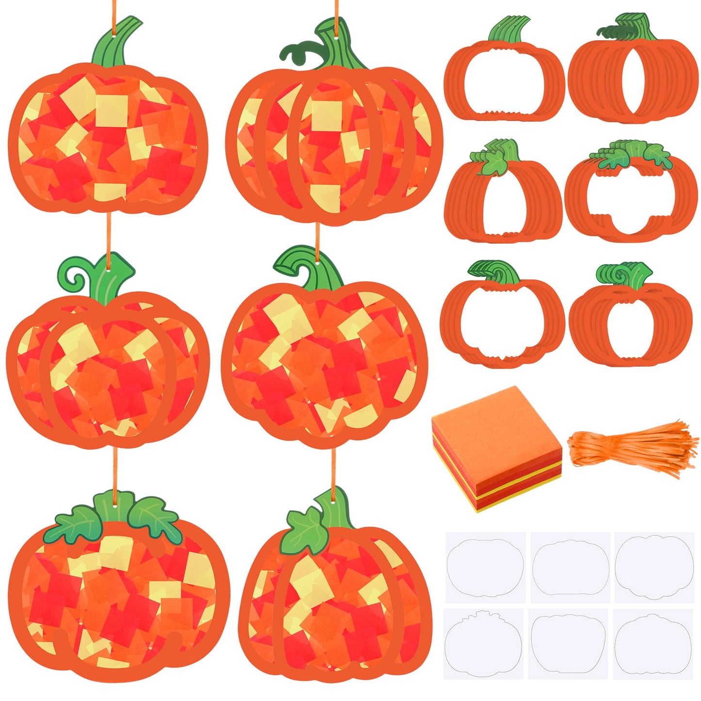 Chiisong 24 Sets Pumpkin Crafts Kit DIY Tissue Paper Sign Crafts for Back to School Fall Harvest Thanksgiving Religious Christia