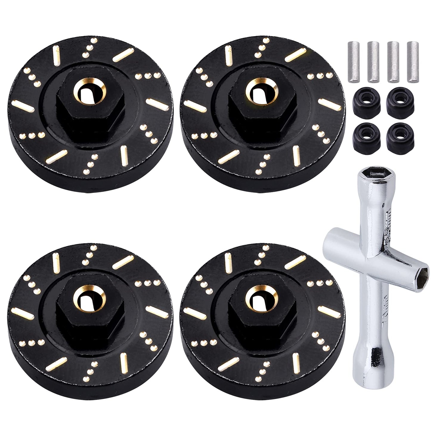 Brass Extended Wheel Spacers Wheel Weights 7mm Hex for Axial SCX24 1/24 RC Crawler Upgrade Parts (4-Pack)