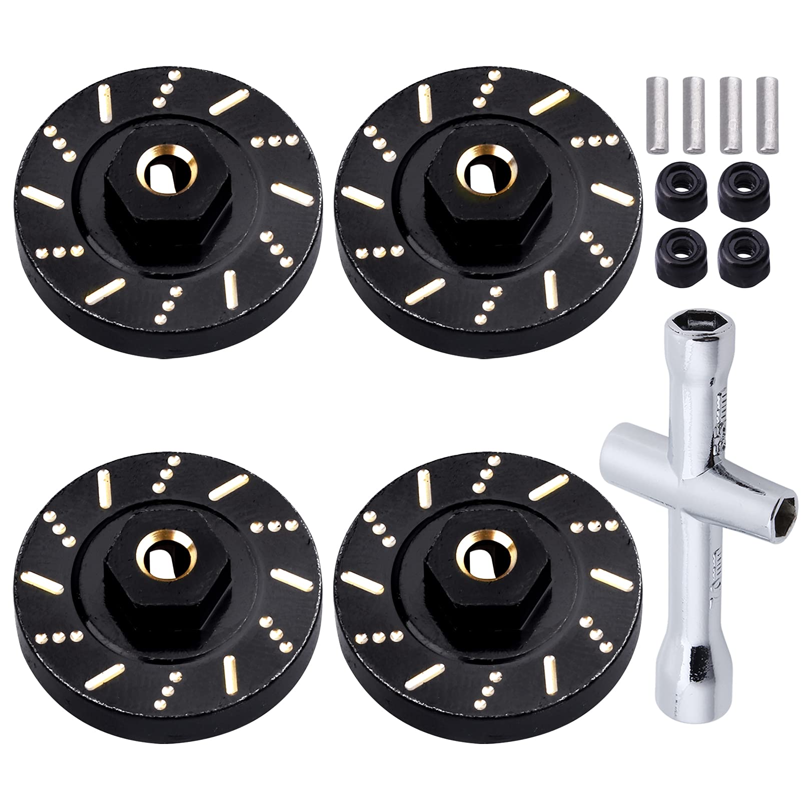 Brass Extended Wheel Spacers Wheel Weights 7mm Hex for Axial SCX24 1/24 RC Crawler Upgrade Parts (4-Pack)