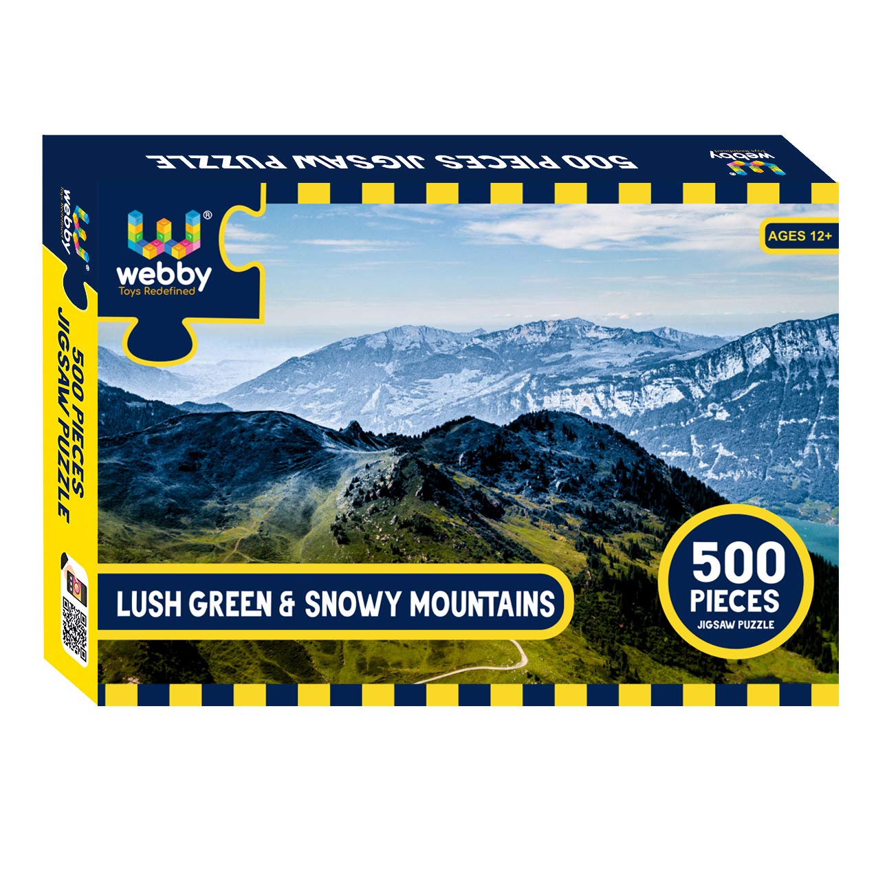 Webby Kid Lush Green & Snowy Mountains Jigsaw Puzzle, 500 Pieces