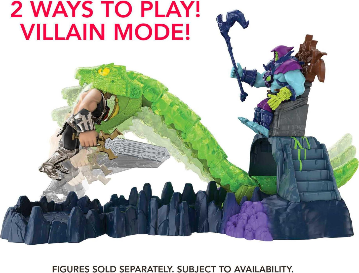 Masters of the Universe He-Man and The Chaos Snake Attack Playset  Skeletor Fortress with 2 Action Figures (He-Man & Skeletor)  Gift for mature-themed Collectors & Motu Fans Ages 4 Years & Older