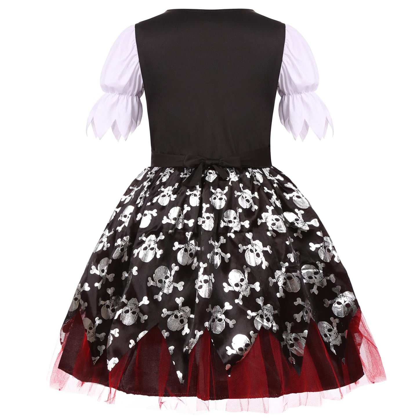 Dormstop Kids Pirate Costume Girls Deluxe Buccaneer Dress Set for Halloween Party Dress Up(9-11 Years)