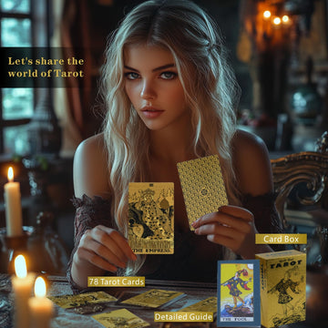 Oixxaf 78 Tarot Cards Gold Tarot Cards With Guide Book Waterproof And Wrinkle Resistant Tarot Gold Foil Tarot Cards For Beginner