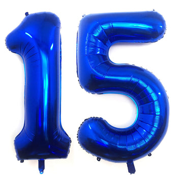 40 Inch Navy Blue 15 Number Balloons Giant Jumbo Huge 15 Or 51 Foil Mylar Helium Number Digital Balloons Dark Blue Birthday Myla