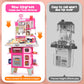 Cute Stone Kids Kitchen Playset, Play Kitchen Set With Sound & Light, Cooking Stove With Steam, Toy Sink,Play Food Toy And Kitch