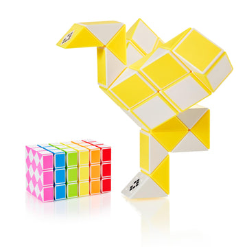 Cubidi® Magic Snake Cube | Fidget Snake Toy For Kids | Travel Toys For Kids Ages 4-8 | Great Gift For Boys And Girls Birthday, Christmas, Stocking Stuffers - 36 Blocks | 0.9 Inch X 0.7 Inch | Yellow