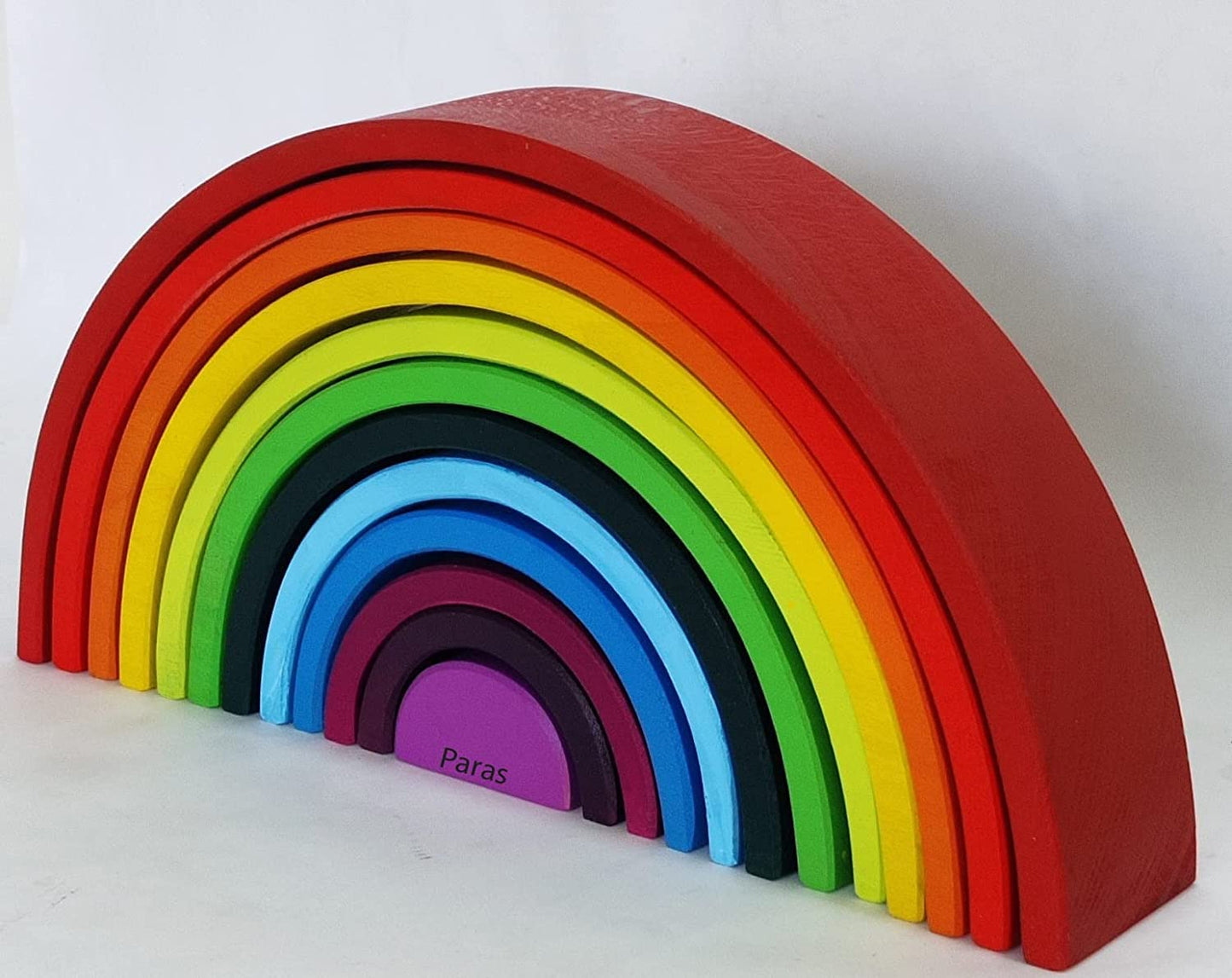 Paras | 12 Pc Rainbow Stacker 12 Piece Wooden Stacking Toy Round Stacking Wooden Block Toy (Rainbow Colors)
