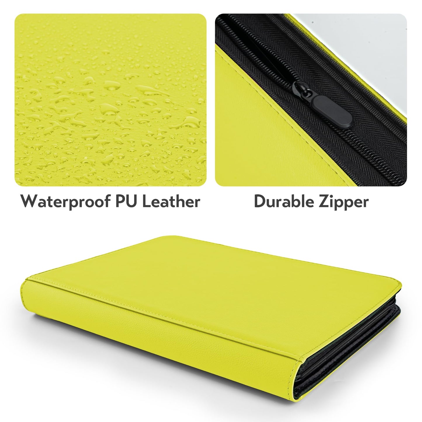 Card Binder 9 Pocket for 360 Cards - enhanced Trading Card Binder with Sleeves Protection  Side Loading Card Collection Binder for TCG  MTG  YGO  One Piece Collectible Cards (Yellow)