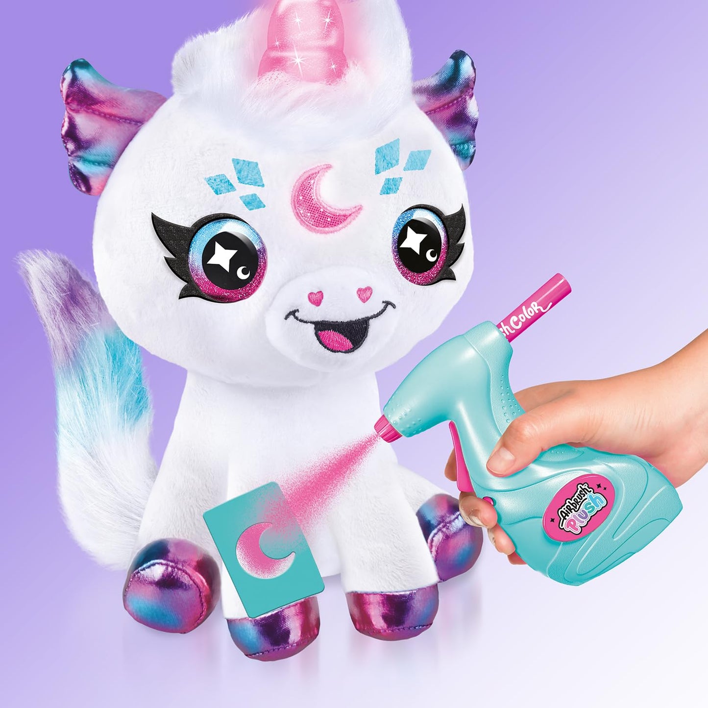 Canal Toys Airbrush Plush Unicorn - Light Up, Customizable Spray Art, Multi-Color, Model 228387, Ages 6+