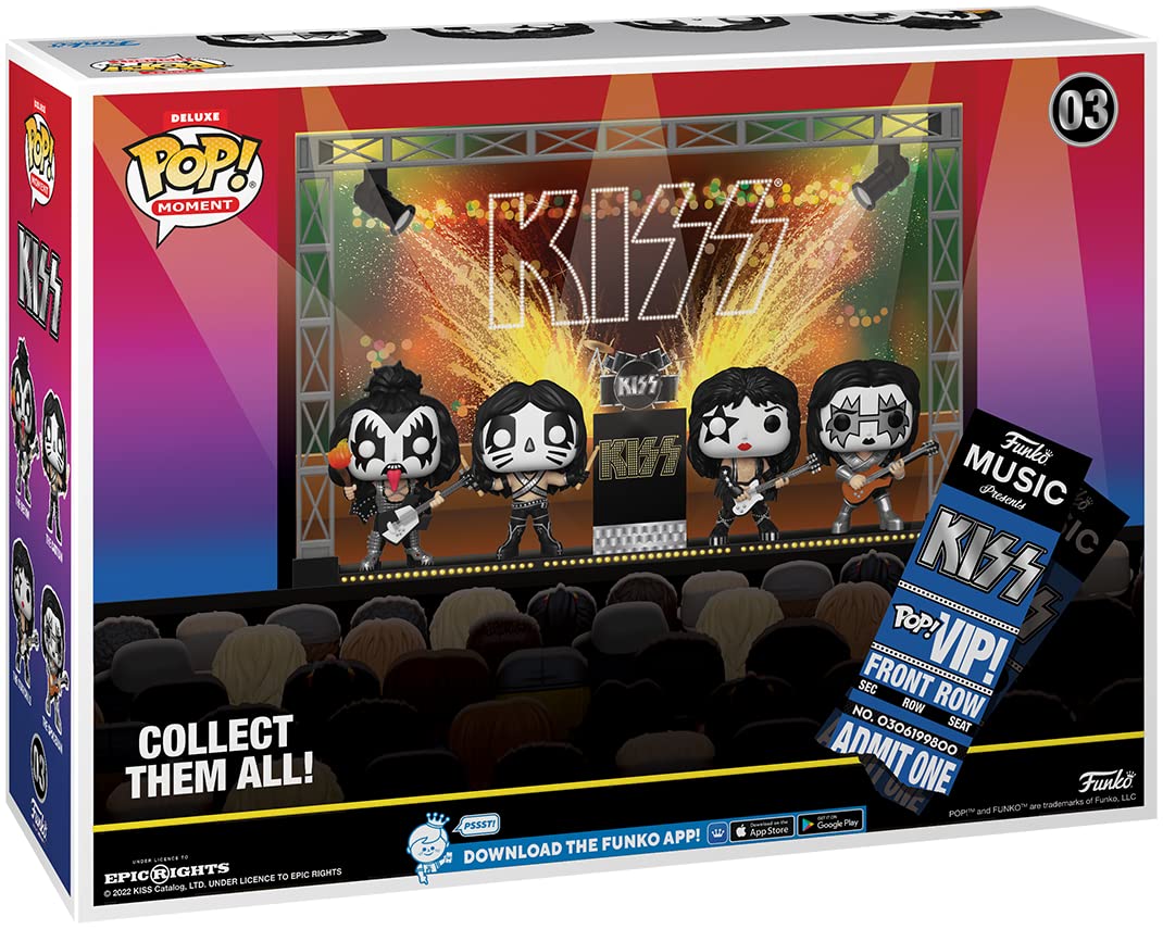 Funko POP! Moments DLX Vinyl Kiss Pack 4 Figurines, 9 cm, Multicolor, Model FUN67771