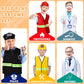 Vicenpal 4 Sets Kids Dress Up Costumes Police Officer Costume Doctor Construction Worker Fireman Costume Scientist Lab Dress Up