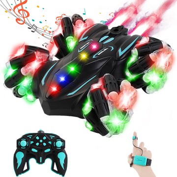 Zokugar Upgraded Gesture Sensing RC Stunt Car,360 Spins Double-Sided Hand Controlled RC Car Spray Watch Remote Control Car with 