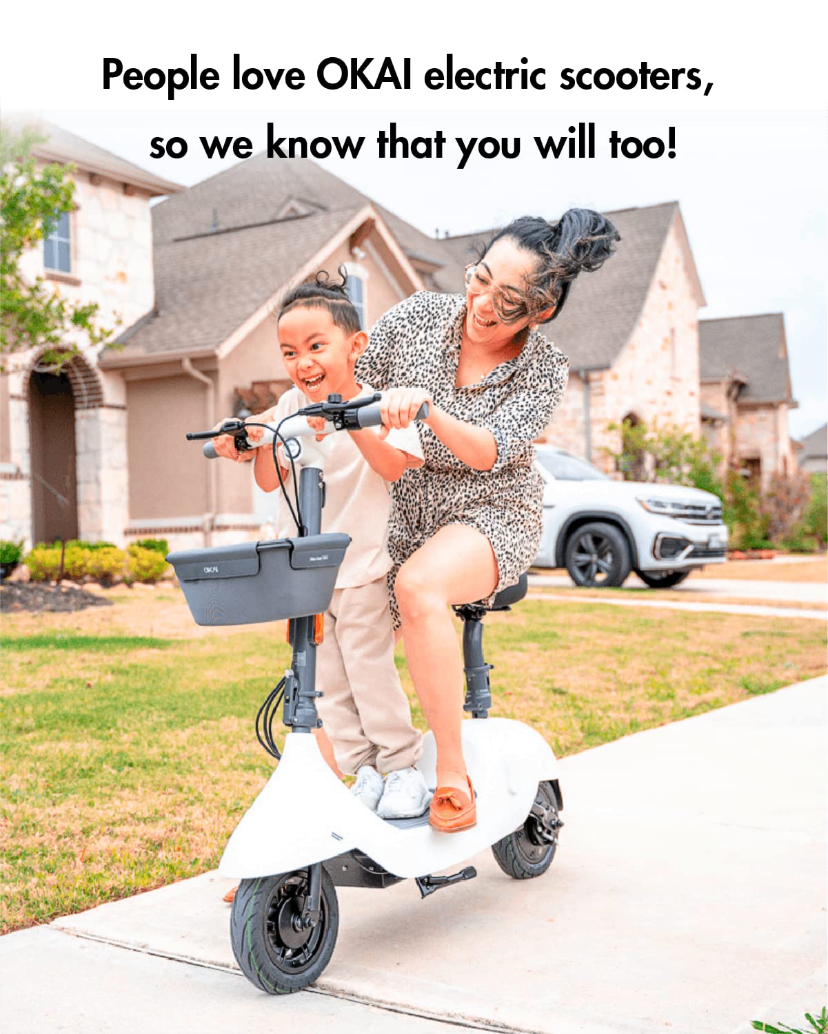 Okai Ea10 Electric Scooter With Seat For Adults, Up To 25 Miles Range & 15.5Mph, Retro-Style Seated E-Scooter, Moped Scooter Bike With 10' Vacuum Tires (Optional Basket)