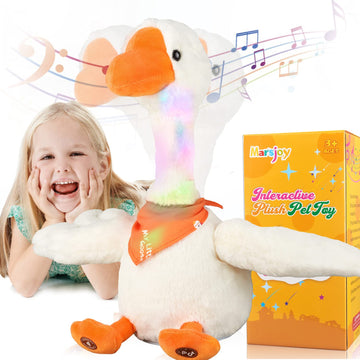 13' Talking Dancing Goose Swan Stuffed Animal Repeating What You Say Mimicking Recording Plush Baby Toy Musical English Song Singing Glowing Animated Twisting Gift Toy For Boy Kid