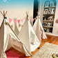Wilwolfer Teepee Tent for Kids - 4 Pack Portable Playhouse with Star Lights & Color Flags, White Polyester - Toddler Reading Nook Gift