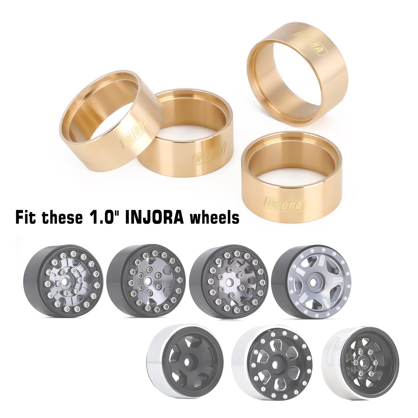 INJORA Brass Internal Beadlock Ring Clamp Ring Fit 1.0'' Wheel Rim for 1/24 RC Crawler Axial SCX24 Upgrade Parts