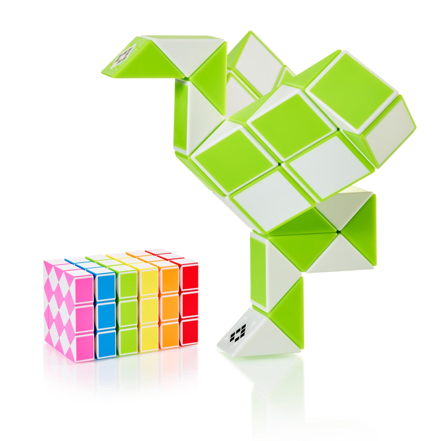 Cubidi® Magic Snake Cube | Fidget Snake Toy For Kids | Travel Toys For Kids Ages 4-8 | Great Gift For Boys And Girls Birthday, Christmas, Stocking Stuffers - 36 Blocks | 0.9 Inch X 0.7 Inch | Green