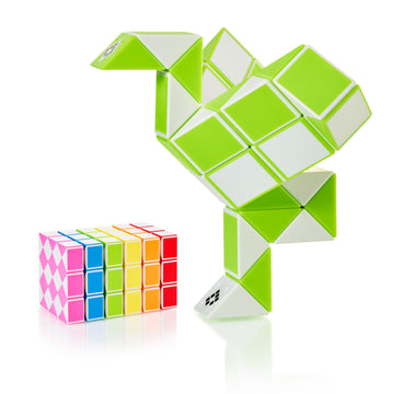 Cubidi® Magic Snake Cube | Fidget Snake Toy For Kids | Travel Toys For Kids Ages 4-8 | Great Gift For Boys And Girls Birthday, Christmas, Stocking Stuffers - 36 Blocks | 0.9 Inch X 0.7 Inch | Green
