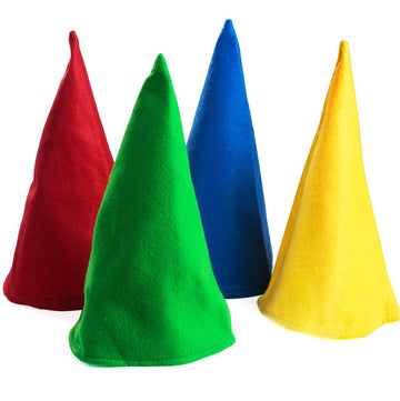 Funny Party Hats Gnome Hats, 12 Pack - Dwarf Hats - Costume Accessory - Assorted Colors: Blue, Green, Yellow, Red
