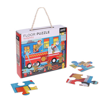 Petit Collage Floor Puzzle, Firefighters, 24-Pieces – Large Puzzle For Kids, Completed Firefighter Puzzle Measures 18” X 24” – Makes A Great Gift Idea For Ages 3+