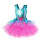 Aceut Wyyxxt Girls Princess Poppy Costume Birthday Party Dress Halloween Cosplay Outfits(6-7Y,Blue/Red)