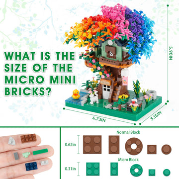 Vziimo Cherry Blossom Bonsai Tree Building Set, Ideas Rainbow Treehouse Set For Adults, 1528 Pcs Mirco Bricks Collectible Creative For Teens Kids Girls 12+