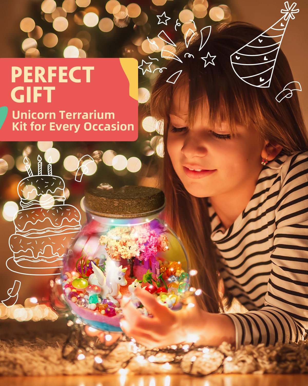 Light-Up Unicorn Terrarium Kit For Kids, Diy Arts & Crafts Gift For Girls Ages 4 5 6 7 8-12 Year Old, Led Night Light With Remot