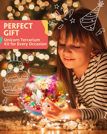 Light-Up Unicorn Terrarium Kit For Kids, Diy Arts & Crafts Gift For Girls Ages 4 5 6 7 8-12 Year Old, Led Night Light With Remot