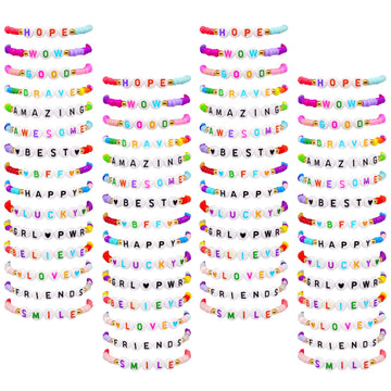 60 Pcs Colorful Friendship Bracelet Set for Girls Stretchy Bracelets for Kids and Women Beaded Friendship Bracelets for Teen Gir