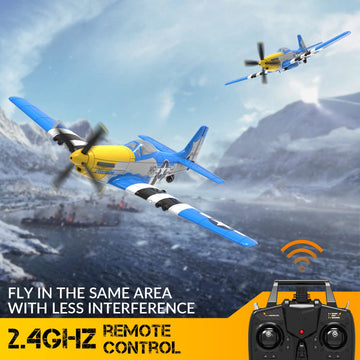 Antsir Rc Plane For Adults And Kids, 4 Channel Hobby Remote Control Airplane P51 Mustang Fighter With 6-Gyro System For Beginner