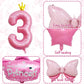 3Rd Birthday Decorations For Girls, Pink 3Rd Birthday Balloon Set With 40 Inch Pink Number 3, Large Helium Foil Mylar Crown Balloon, Pink Bow Foil Balloons For Baby Girl Daughter First Birthday Party