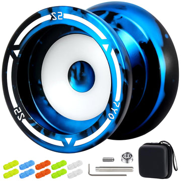 7Yo Professional Responsive Yoyo S2, Dual Purpose Yoyo For Kids Beginners, Alloy Metal Yoyo For Adults, Pom Fingerspin Yoyo For